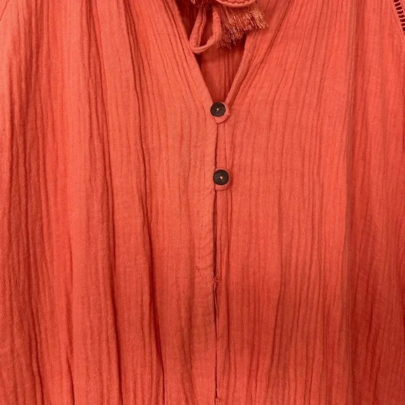 Knox Rose Peach Gauze Puff Sleeve Short Romper // Size XXL - Picture 8 of 8